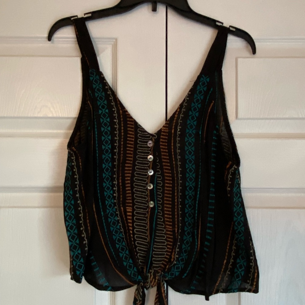 By Together Cropped Tie Front Tank
